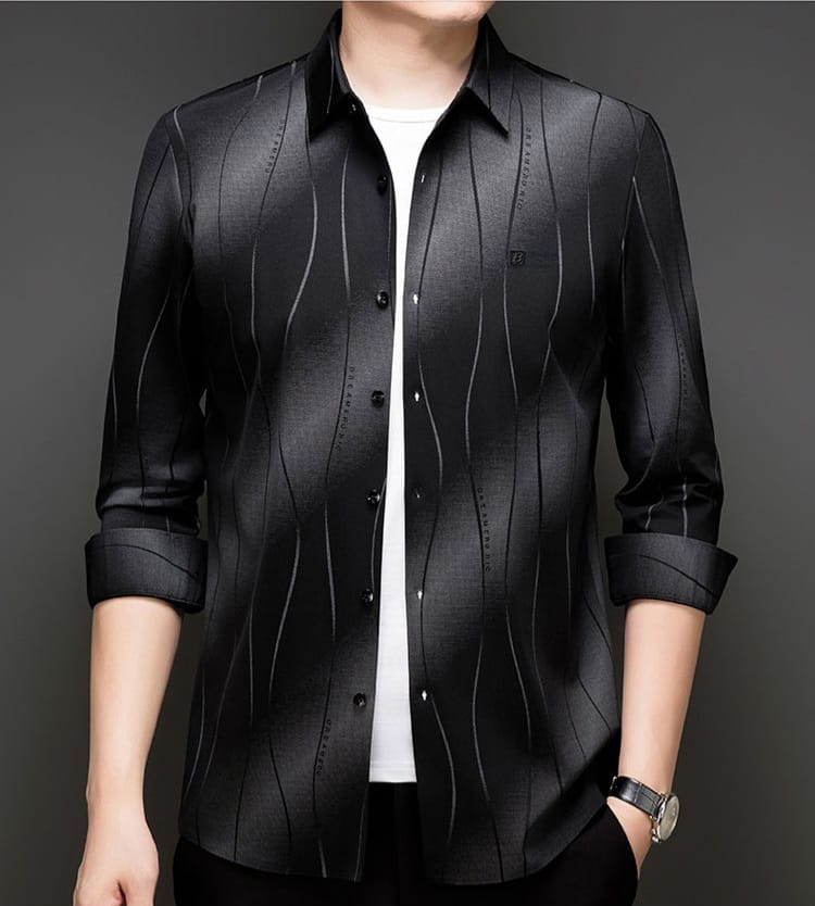 Black Frost Stripe Office Wear Shirt