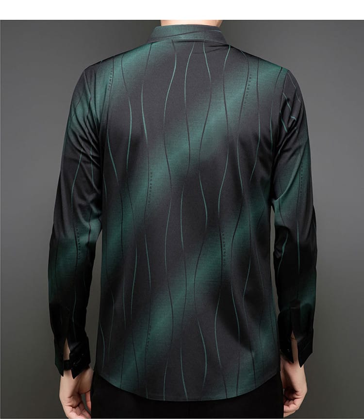 Black Greenly Stripe Office Wear Shirt