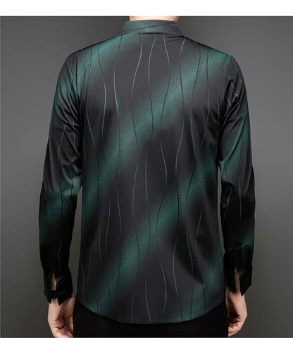 Black Greenly Stripe Office Wear Shirt