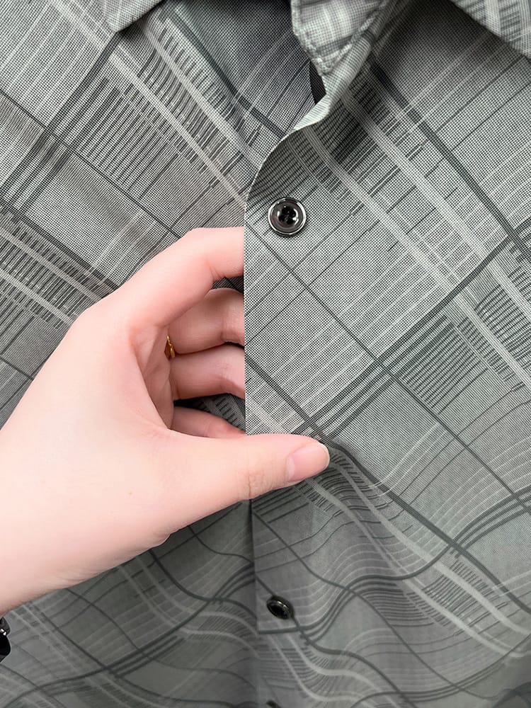 Sage Green Linear Texture Regular Fit Office Wear Shirt
