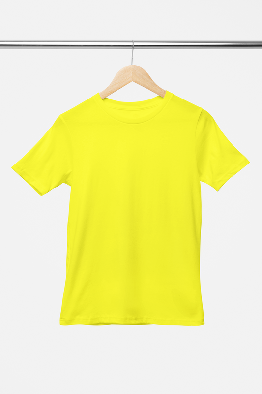 Solid: New Yellow Round Neck T-Shirt