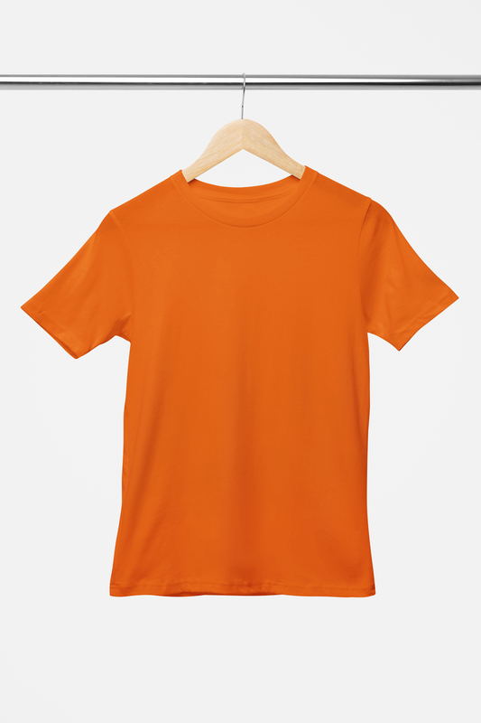 Solid: Orange Round Neck T-Shirt