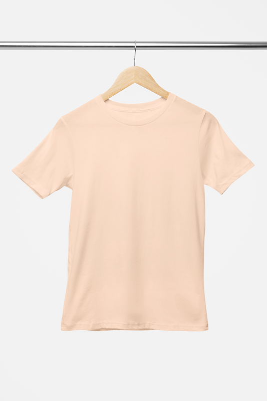 Solid: Peach Round Neck T-Shirt