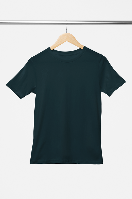 Solid: Petrol Blue Round Neck T-Shirt