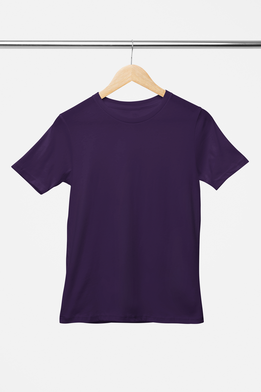 Solid: Purple Round Neck T-Shirt