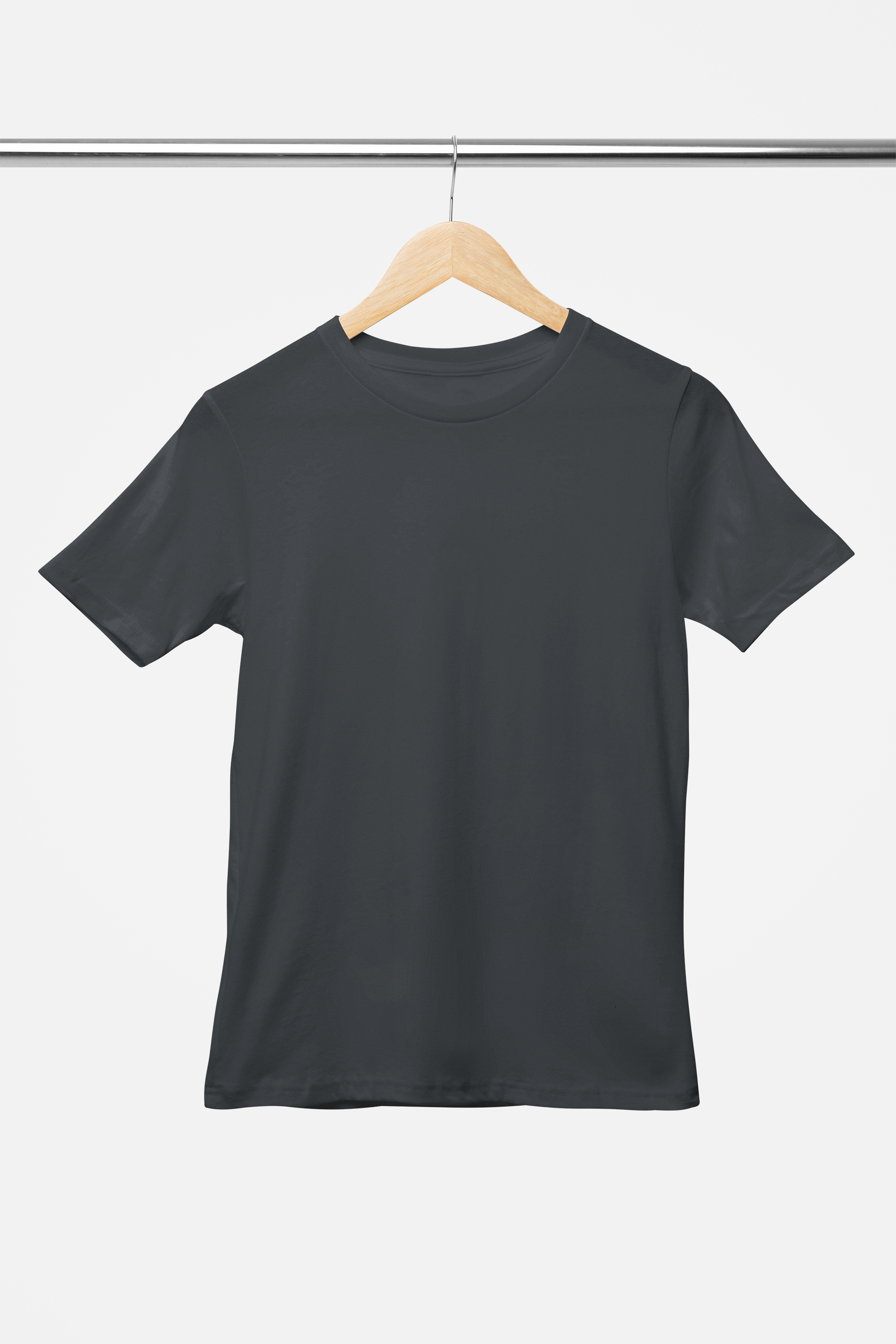 Solid: Steel Grey Round Neck T-Shirt