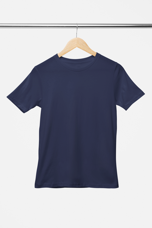 Solid: Navy Blue Round Neck T-Shirt