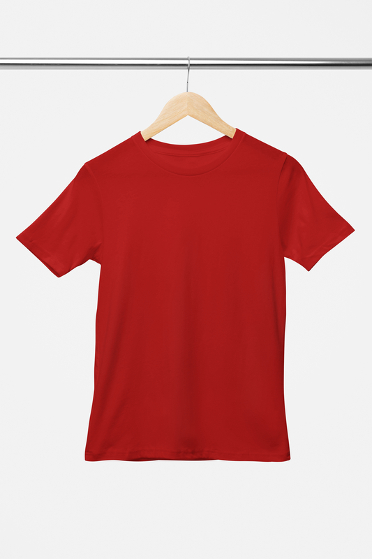 Solid: Red Round Neck T-Shirt