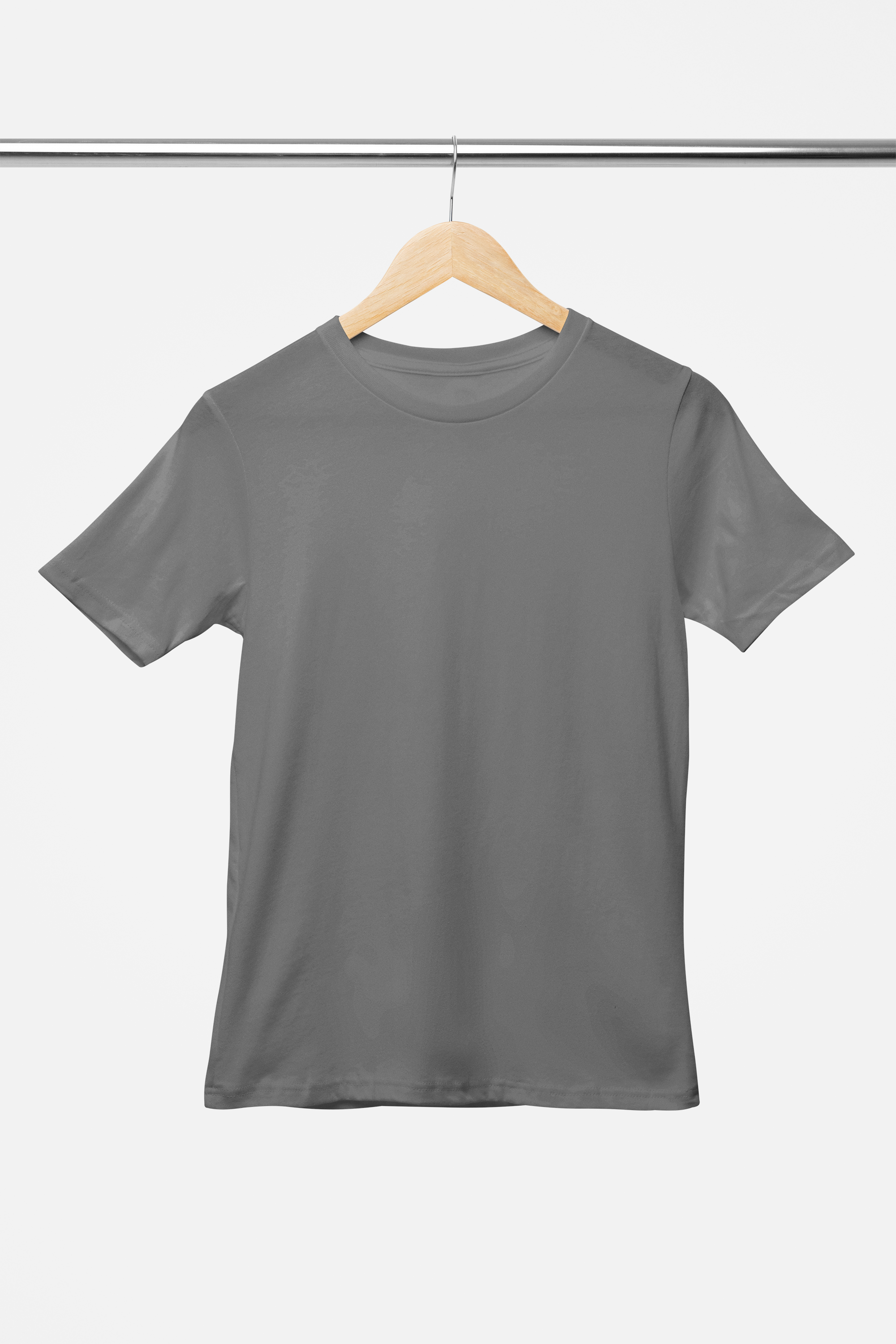 Solid: Charcoal Melange Round Neck T-Shirt