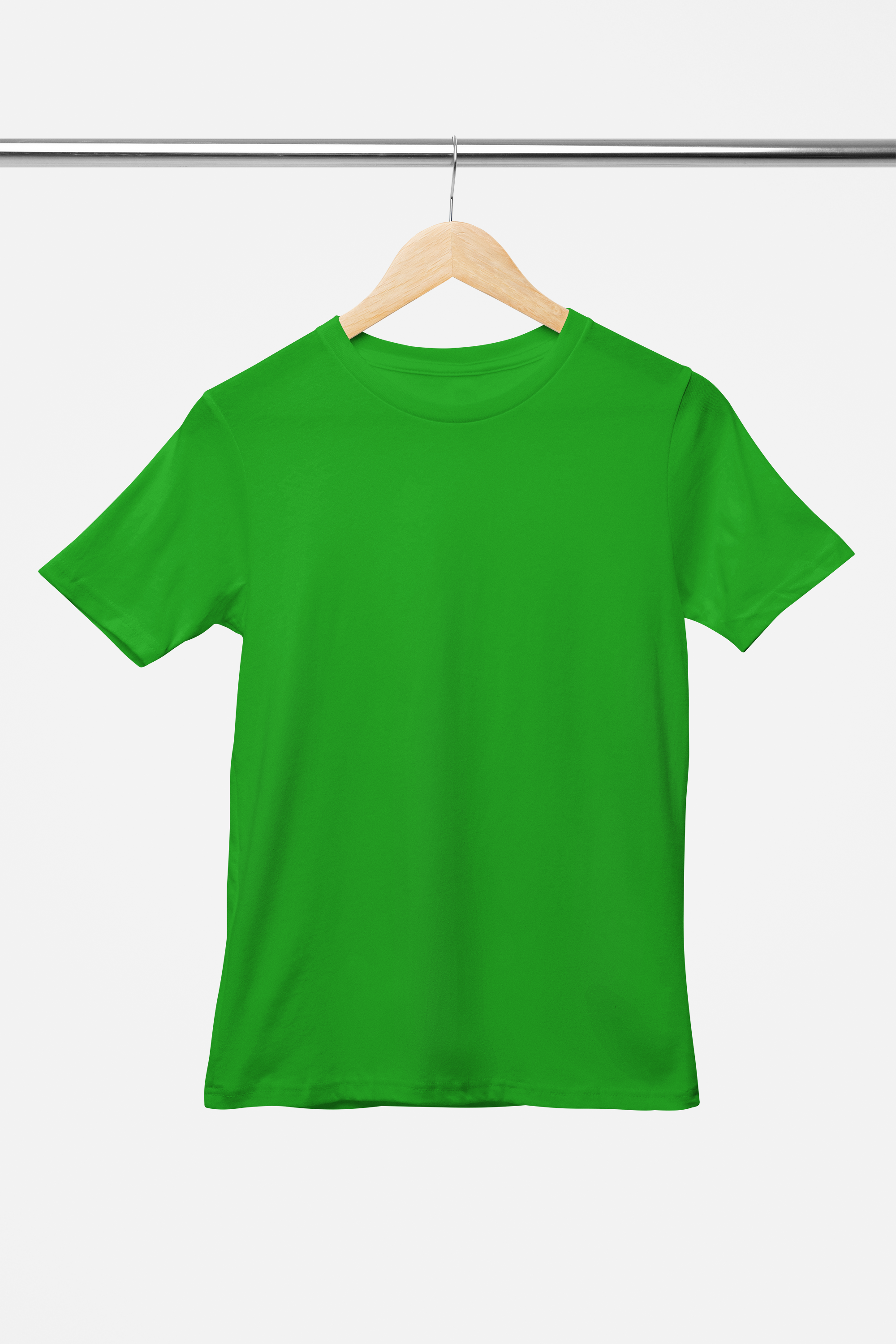 Solid: Flag Green Round Neck T-Shirt