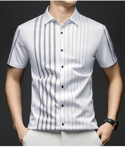 Ivory White linear Regular Fit Office Wear Shirt