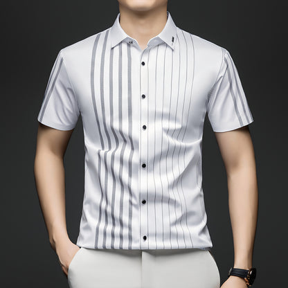 Ivory White linear Regular Fit Office Wear Shirt