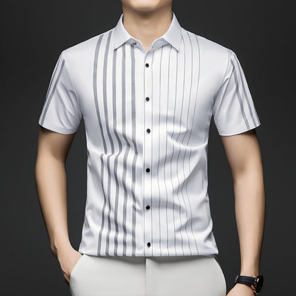 Ivory White linear Regular Fit Office Wear Shirt