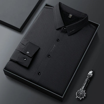 Wrap Wolf black diagonal stripe shirt displayed in premium box packaging